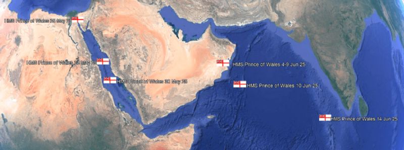 As Conflict Heats Up in Iran, Royal Navy Carrier Continues Eastward