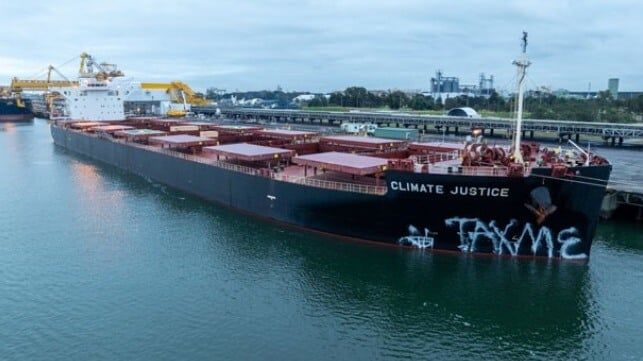 Australian Protestors Tag Bulker in Call for Export Tax on Coal Shipments