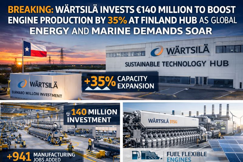 BREAKING: Wärtsilä Invests €140 Million to Expand Engine Production by 35% at Finland Technology Hub