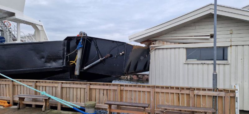 Norwegian Ferry Overshoots Pier and Hits Old Post Office